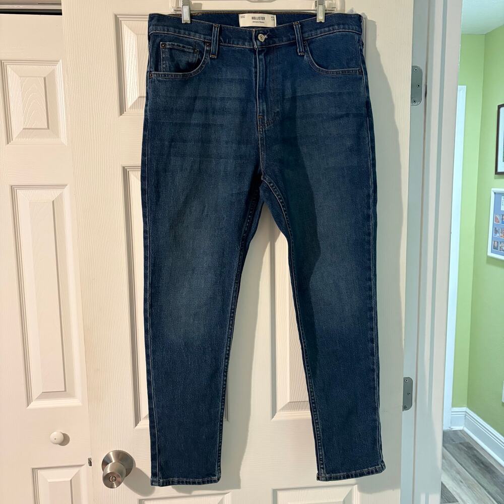 Hollister Athletic Skinny Jeans 34x30 Dark Wash
